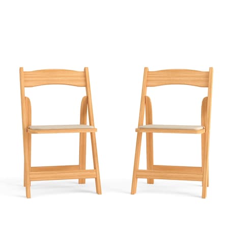 Natural Wood Folding Chair, PK2