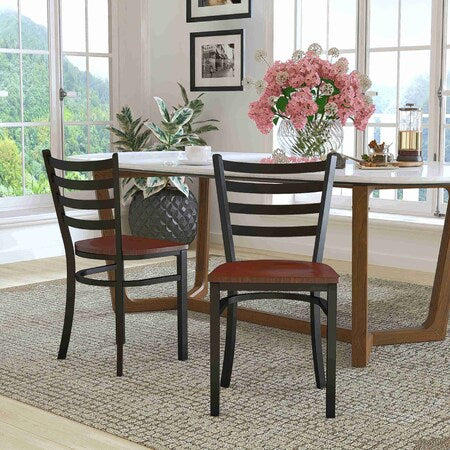 Black Ladder Chair-Mah Seat, PK2