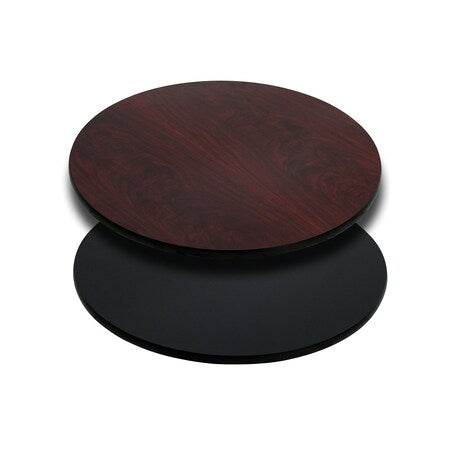 Round Reversible Top, Black/Mahogany, 24", PK3