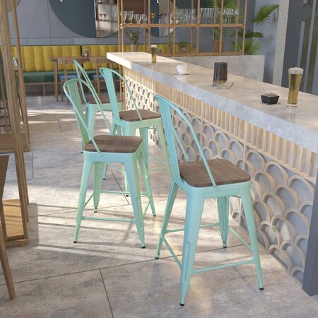 Mint Metal Counter Stool, 24", PK4