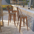 Copper Metal Barstool with Back and Wood Seat, 30" High, PK4