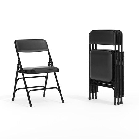 Black Vinyl Folding Chair, PK4