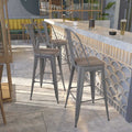 Lincoln 4 Pack 30'' High Silver Antique Finish with Clear Coat Indoor Barstool with Back