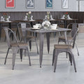 Lincoln 4 Pack Silver Antique Finish with Clear Coat Metal Stackable Chair with Wood Seat