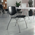 HERCULES Series 880 lb. Capacity Black Plastic Stack Chair with Titanium Gray Powder Coated Frame, PK5