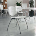 HERCULES Series 880 lb. Capacity White Plastic Stack Chair with Titanium Gray Powder Coated Frame, PK5