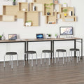 Stackable Stool with Black Seat and Silver Powder Coated Frame, PK5