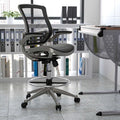 Black/Graphite Mid-Back Drafting Chair - Flip-Up Arms