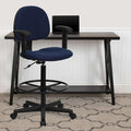 Contemporary Drafting Chair, 20" L 42-3/4" H, Adjustable Padded, Fabric Seat