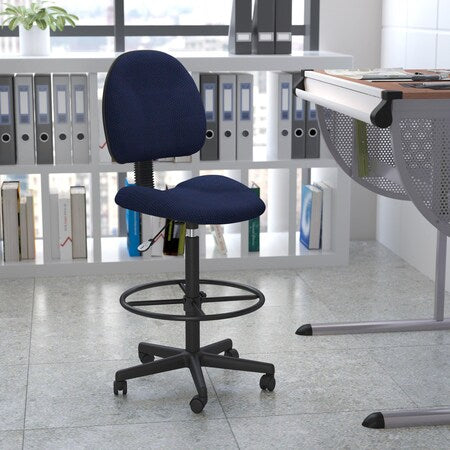 Contemporary Drafting Chair, 20" L 42-3/4" H, Fabric Seat