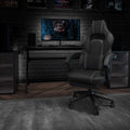 Black/Gray Reclining Gaming Chair with Footrest