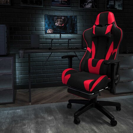 Red Reclining Gaming Chair with Footrest