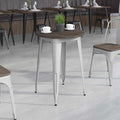 Round Silver Metal Indoor Table with Wal