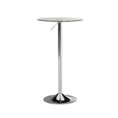 Round 23.5" W, 23.5" L, 41" H, Glass Top, Clear