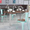 Rectangle Silver Metal Table, 30.25" x 60", 30.25" W, 60" L, 30.5" H, Wood, Wood Grain