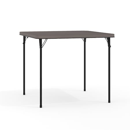 Square Folding Table, 34" W, 34" L, 28.5" H, Plastic Top, Grey