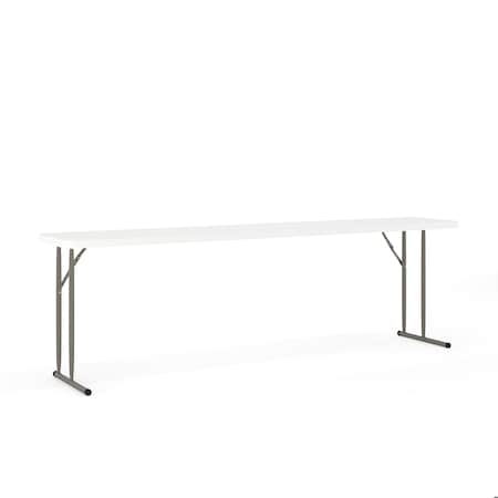 Rectangle Fold Training Table, Wht, 18X96, 18" W, 96" L, 29" H, Plastic Top, White