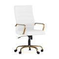 White Leather Gold Frame High Back Chair