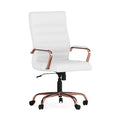 White Leather Rose Gold Frame High Back Chair