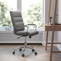 Mid-Back Gray/Chrome LeatherSoft Executive Swivel Chair
