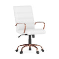 White Leather Rose Gold Frame Mid-Back Chair