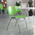 HERCULES Series 880 lb. Capacity Green Plastic Stack Chair with Titanium Gray Powder Coated Frame