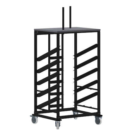 Round Round Cocktail Table Dolly, 30" dia., 34.5" W, 28.75" L, 79.5" H, Black