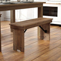HERCULES Series 40'' x 12'' Antique Rustic Solid Pine Folding Farm Bench