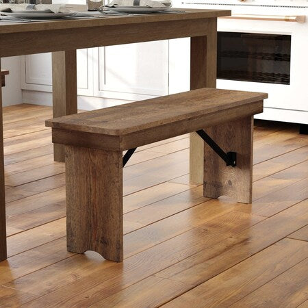 HERCULES Series 40'' x 12'' Antique Rustic Solid Pine Folding Farm Bench