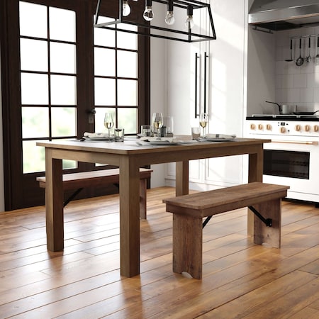 Rectangle Farm Table, Rustic, Rectangular, 60" x 38", Wood, Wood Grain