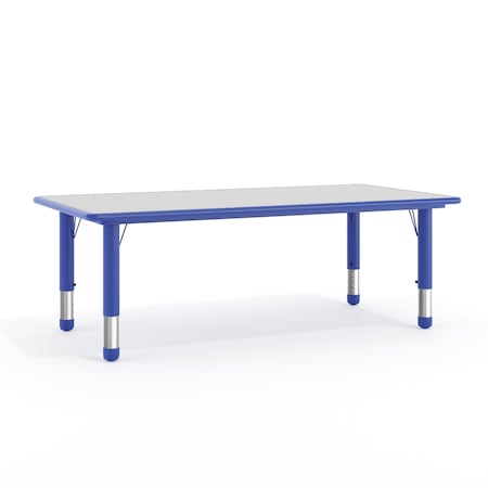 Rectangle Preschool Table, Bl, 23.625" W x 47.25" L, Plastic, Steel, Blue