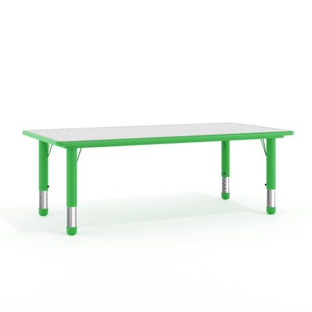 Rectangle Preschool Table, Green, 23-5/8"x47-1/4", Plastic, Steel, Green