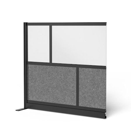 Workflow Modular Wall Room Divider System - Black Frame - 53" x 48" Add-On Wall with Whiteboard