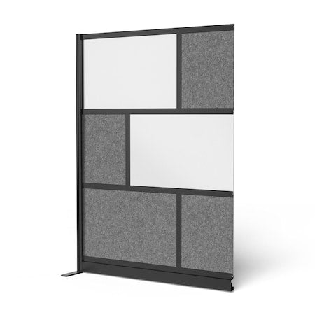 Workflow Modular Wall Room Divider System - Black Frame - 53" x 70" Add-On Wall with Whiteboard
