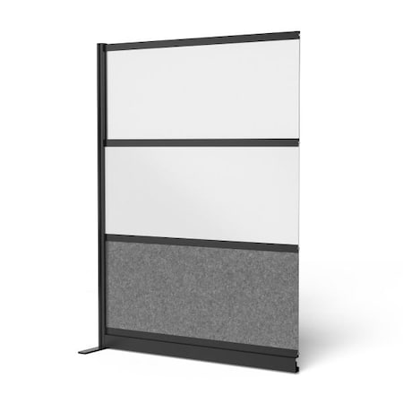 Workflow Modular Wall Room Divider System - Black Frame - 53" x 70" Wide Panel Add-On Wall with Whiteboard