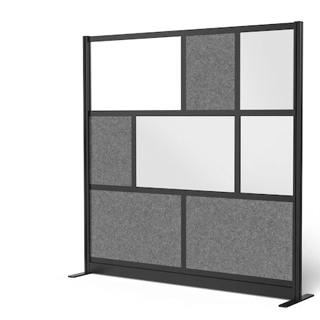 Workflow Modular Wall Room Divider System - Black Frame - 70" x 70" Starter Wall with Whiteboard