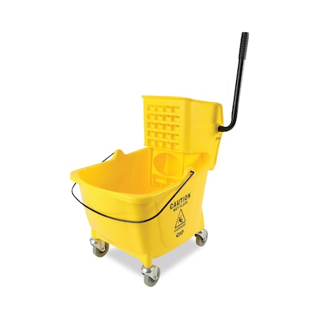 35 qt Mop Bucket and Wringer, Yellow/Silver, Plastic/Metal
