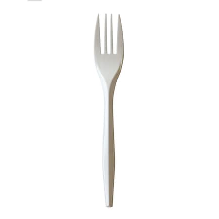 Mediumweight Polypropylene Cutlery, Fork, White, 1000PK