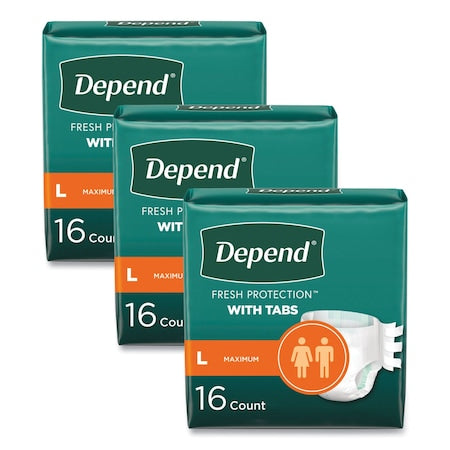 Incontinence Protection with Tabs, Large, 35" to 49" Waist, 48PK