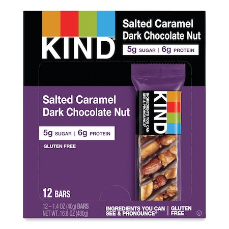 Nuts and Spices Bar, Salted Caramel/Dark Chocolate Nut, 1.4oz, PK12
