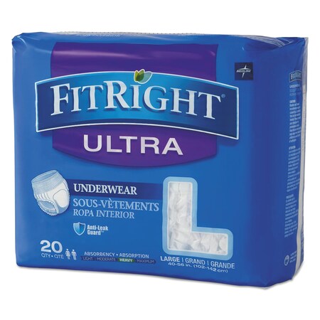 FitRight Ultra Protective Underwear, Large, 40" to 56" Waist, PK80