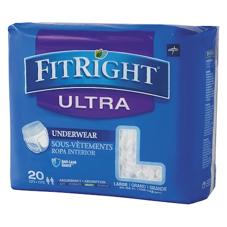 FitRight Ultra Protective Underwear, Large, 40" to 56" Waist, PK20