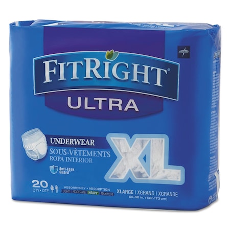 FitRight Ultra Protective Underwear, X-Large, 56" to 68" Waist, PK80