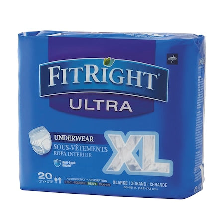 FitRight Ultra Protective Underwear, X-Large, 56" to 68" Waist, PK20