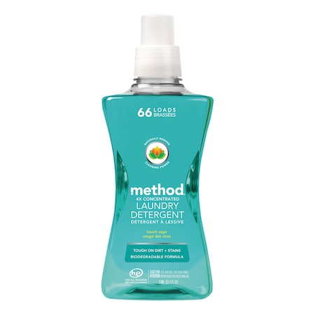 Laundry Detergent, 53.5 oz Bottle, Liquid, Beach Sage, 4 PK
