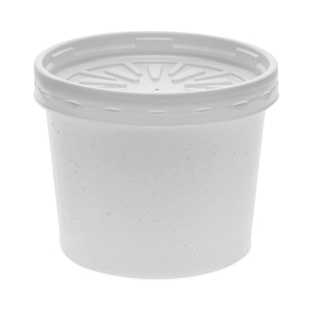 Paper Round Food Container/Lid Combo, 12oz, 3.75"d x 3h", White, PK250 PK