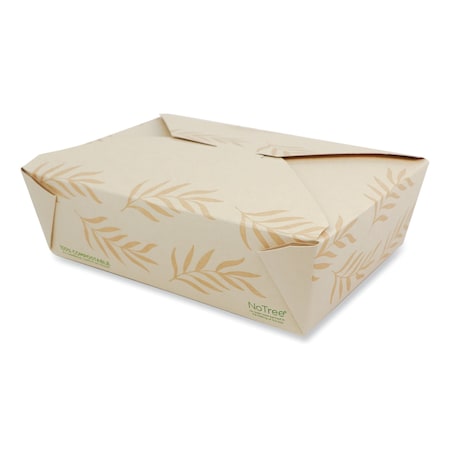 No Tree Folded Takeout Containers, 65 oz, 6.25 x 8.7 x 2.5, Natural, Sugarcane, 200PK