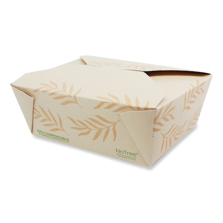 No Tree Folded Takeout Containers, 46 oz, 5.5 x 6.9 x 2.5, Natural, Sugarcane, 300PK