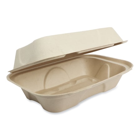Fiber Hinged Containers, Hoagie Box, 9.2 x 6.4 x 3.1, Natural, Paper, 500PK