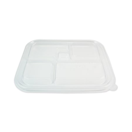 Fiber Bento Box Container Lids, Five Comp, 12.1x9.8x0.8, Clear, PK300